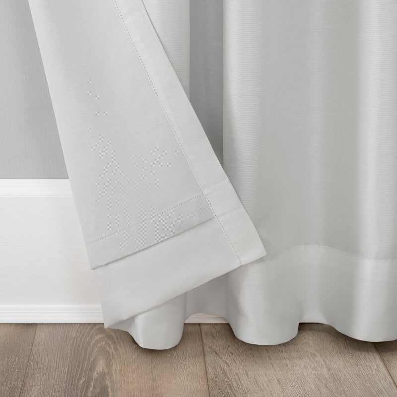 Sun Zero - 56260 Greyson Faux Dupioni Silk Extreme 100% Blackout Back Tab Curtain Panel, 50" x 95", Pearl White - Image 5